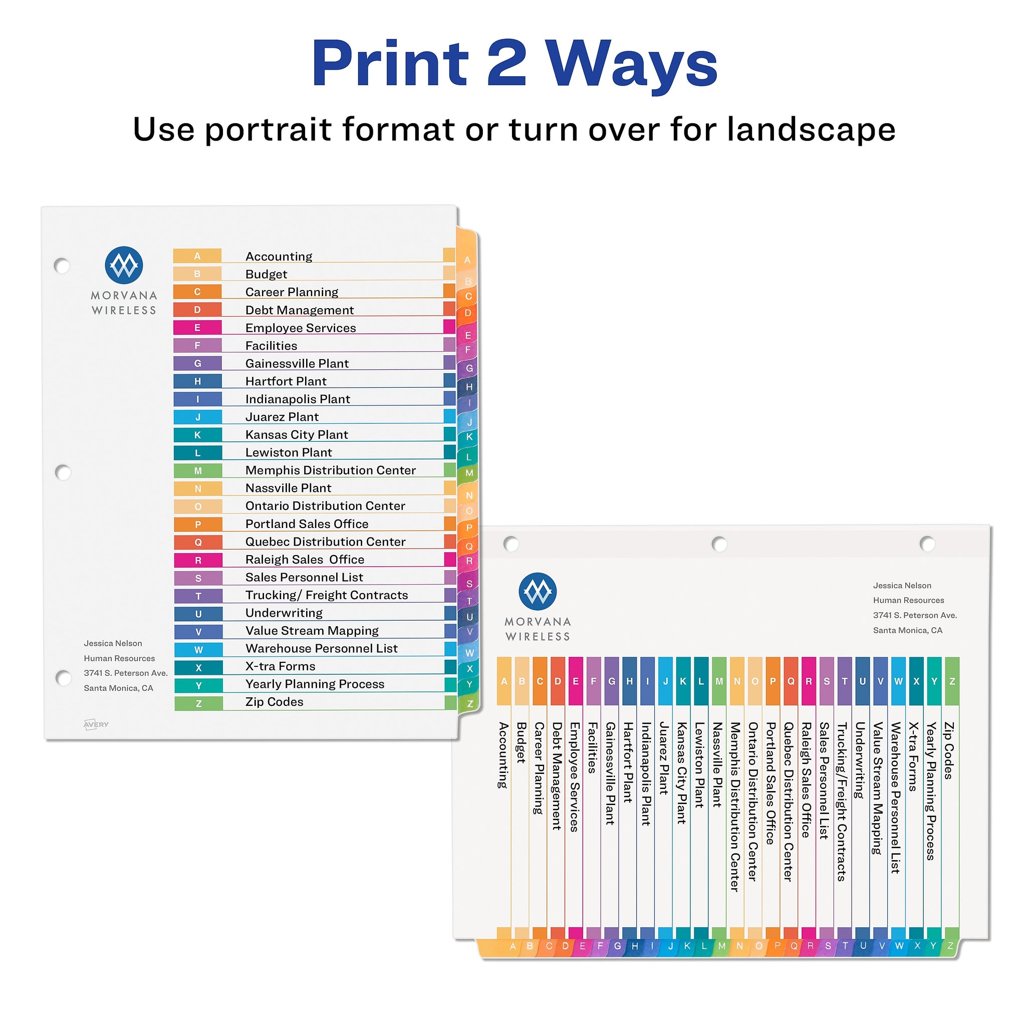 Avery Ready Index Table of Contents Paper Dividers, A-Z Tabs, Multicolor