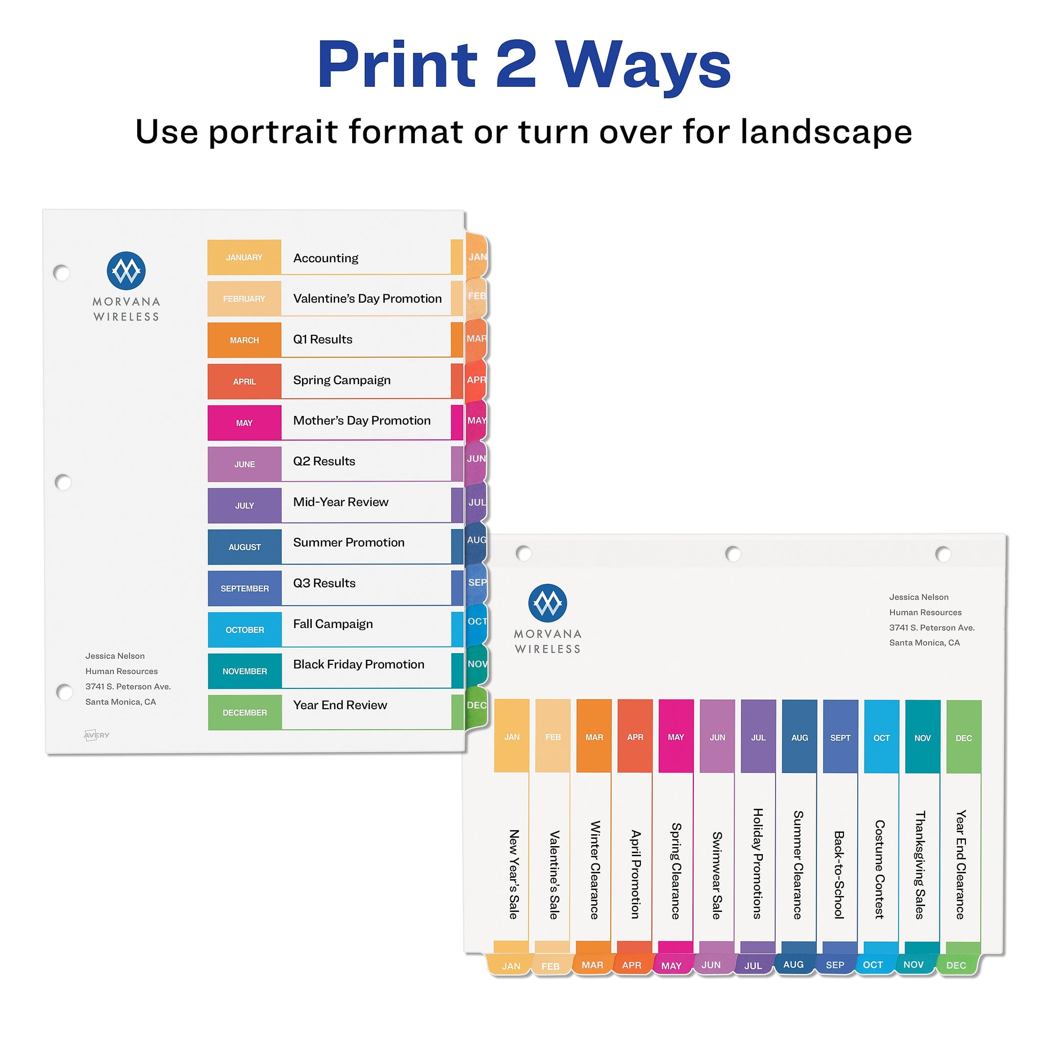Avery Ready Index Table of Contents Paper Dividers, Jan-Dec Tabs, Multicolor
