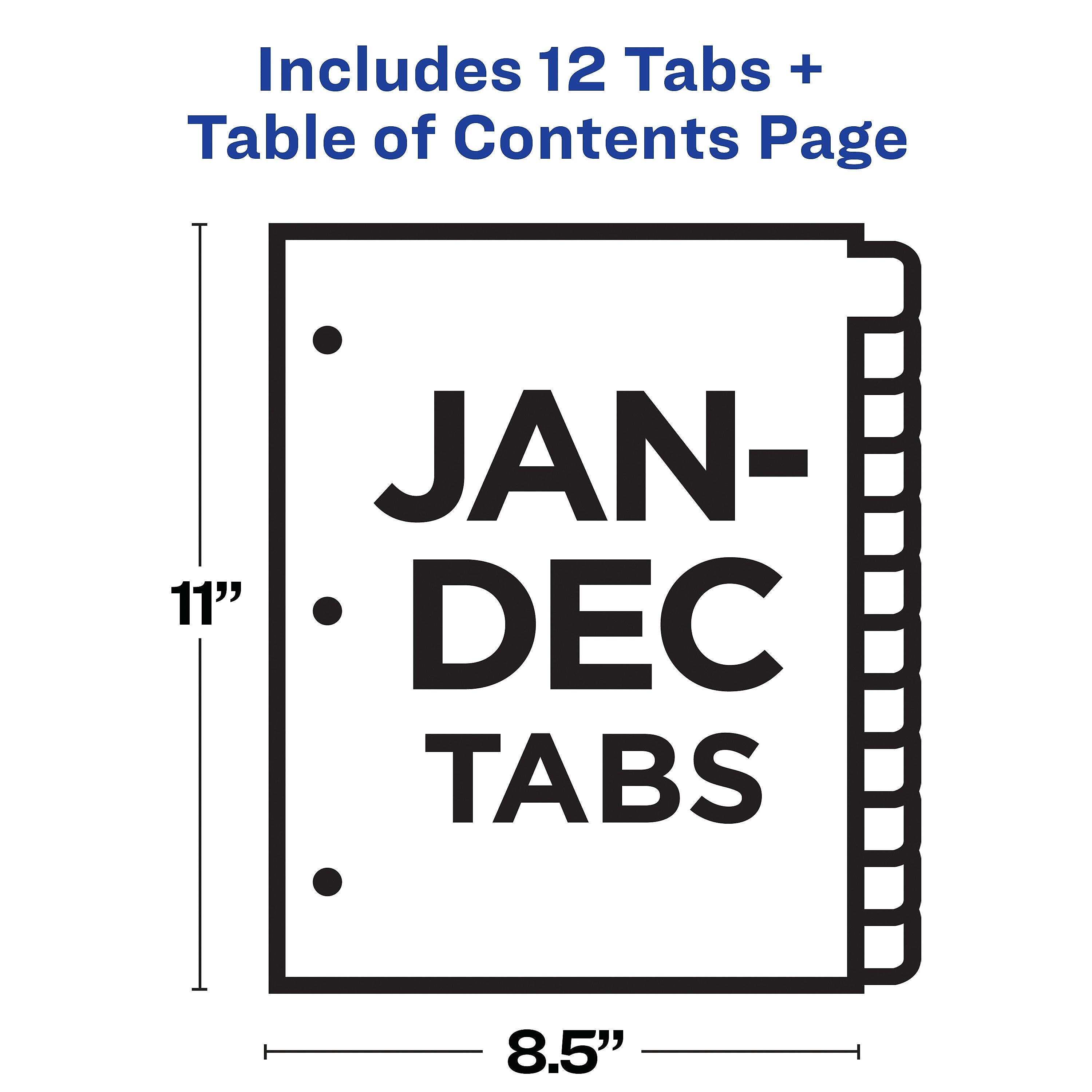 Avery Ready Index Table of Contents Paper Dividers, Jan-Dec Tabs, Multicolor