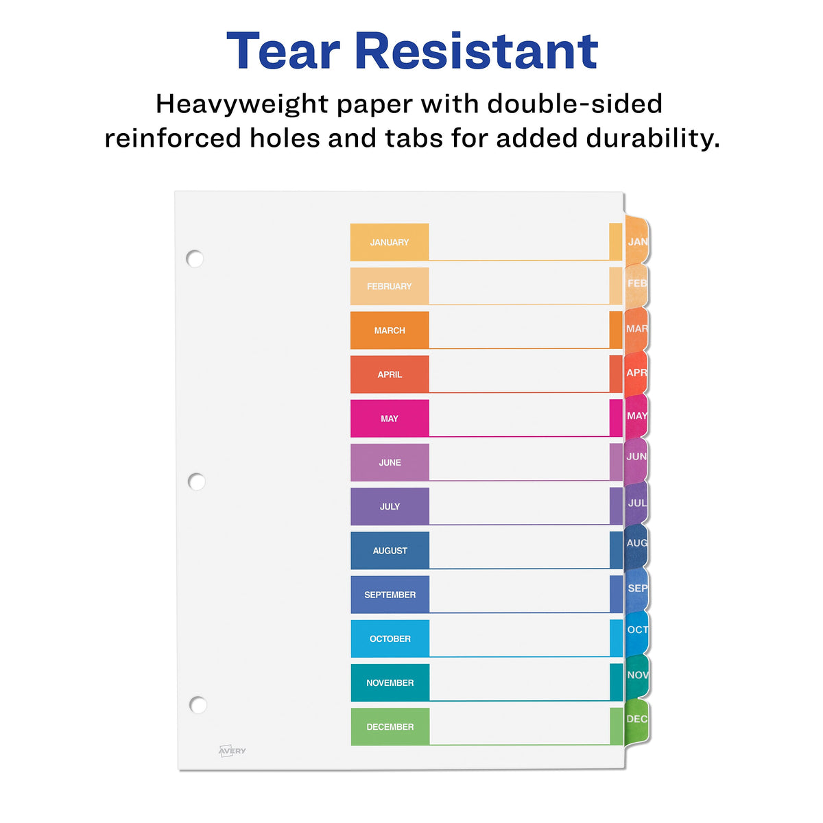 Avery Ready Index Table of Contents Paper Dividers, Jan-Dec Tabs, Multicolor