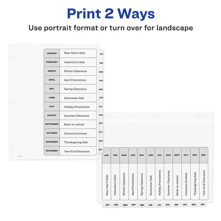 Avery Ready Index Table of Contents Paper Dividers, Jan-Dec Tabs, White