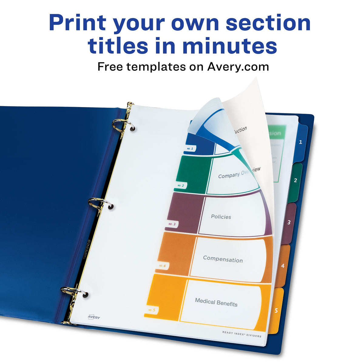 Avery Ready Index Table of Contents Plastic Dividers, 1-5 Tabs, Multicolor