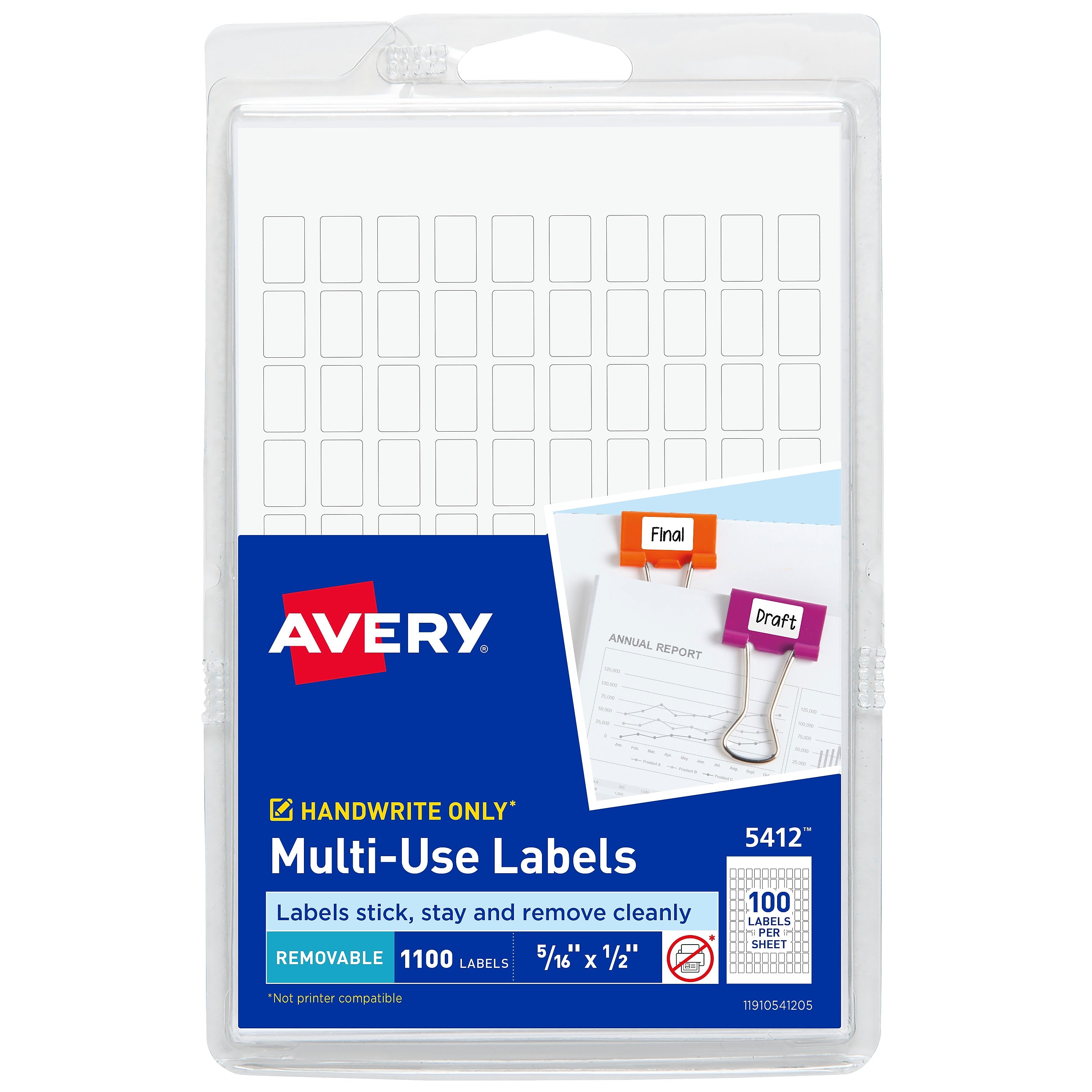 Avery Removable Hand Written Multipurpose Labels, 5/16
