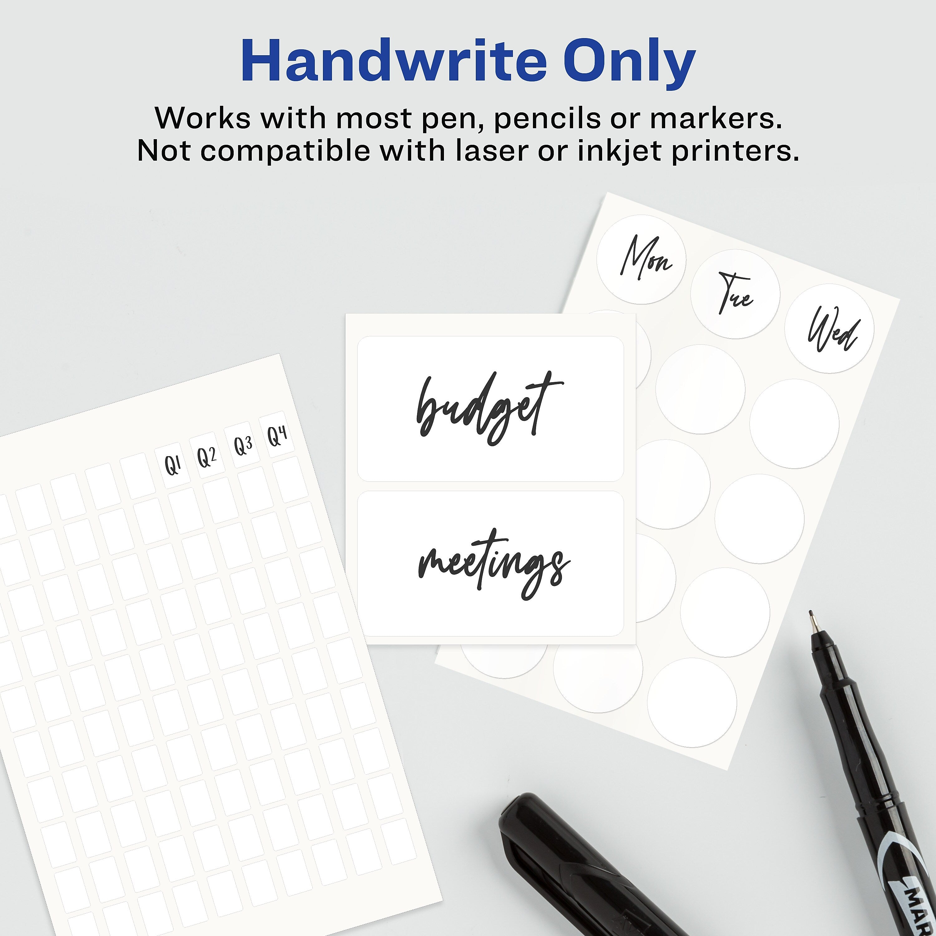 Avery Removable Hand Written Multipurpose Labels, 5/16