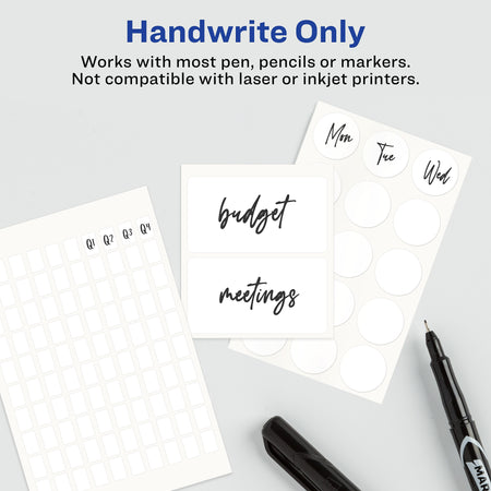 Avery Removable Hand Written Multipurpose Labels, 5/16" x 1/2", White, 100 Labels/Sheet, 11 Sheets/Pack, 1100 Labels/Pack