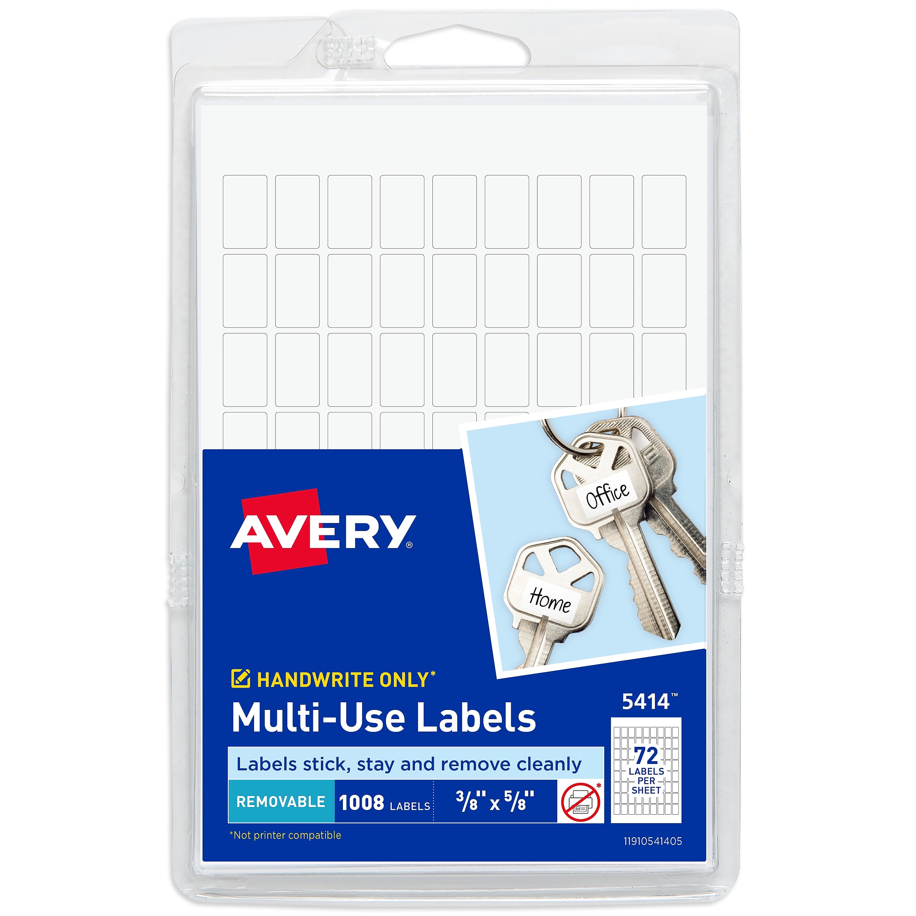 Avery Removable MultiUse Labels, 3/8" x 5/8", White, Non-Printable, 72 Labels/Sheet, 14 Sheets/Pack, 1008 Labels/Pack