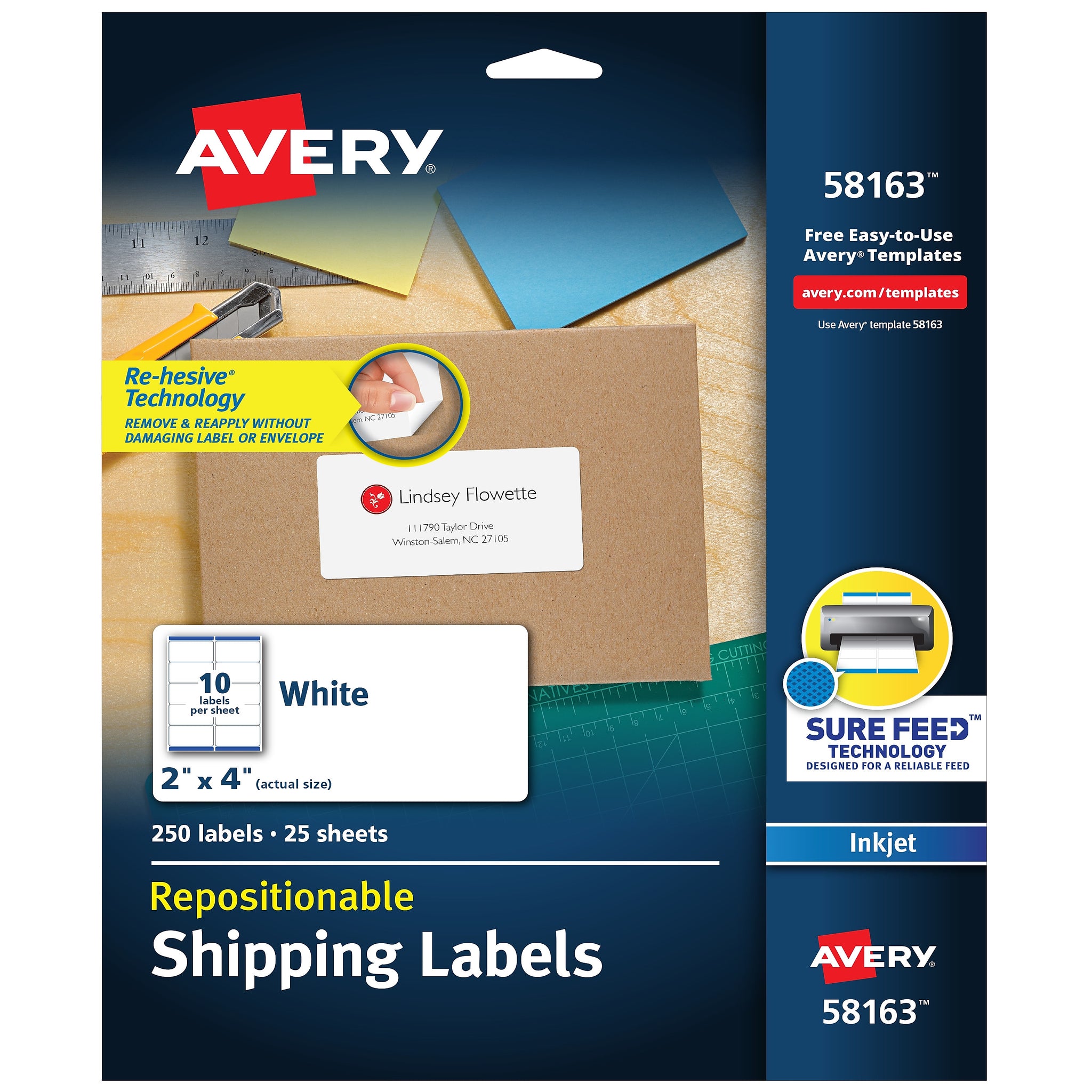 Avery Repositionable Inkjet Shipping Labels, 2