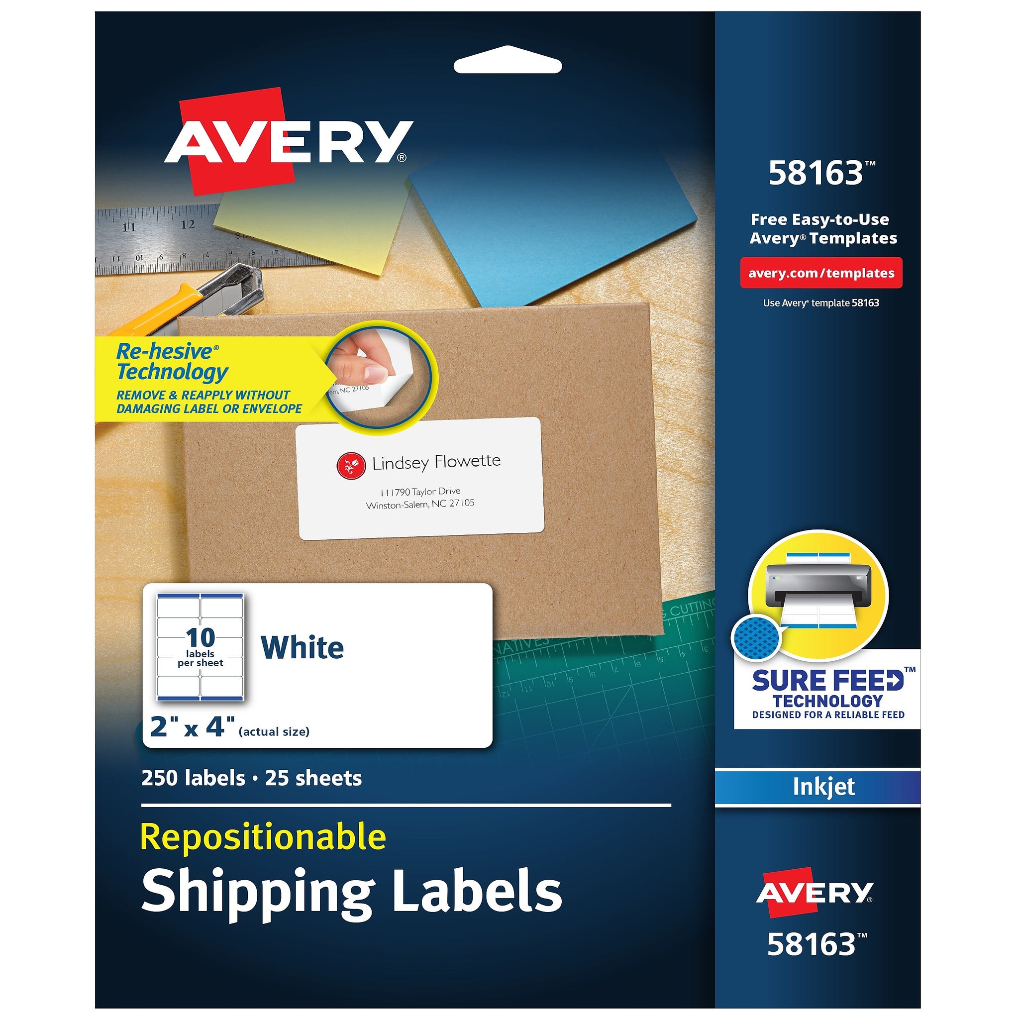 Avery Repositionable Inkjet Shipping Labels, 2