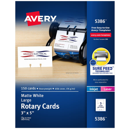 Avery Rotary Cards, White, 150/Box