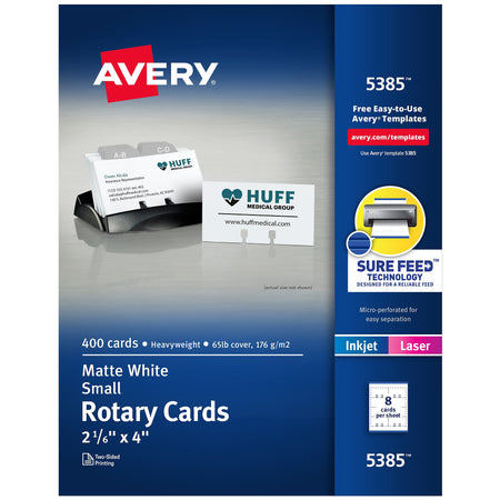 Avery Rotary Cards, White, 400/Box