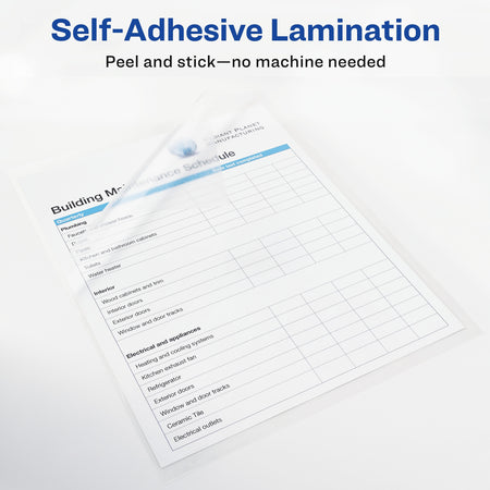 Avery Self-Adhesive Laminating Sheets, Letter Size, 9" x 12", 50/Box