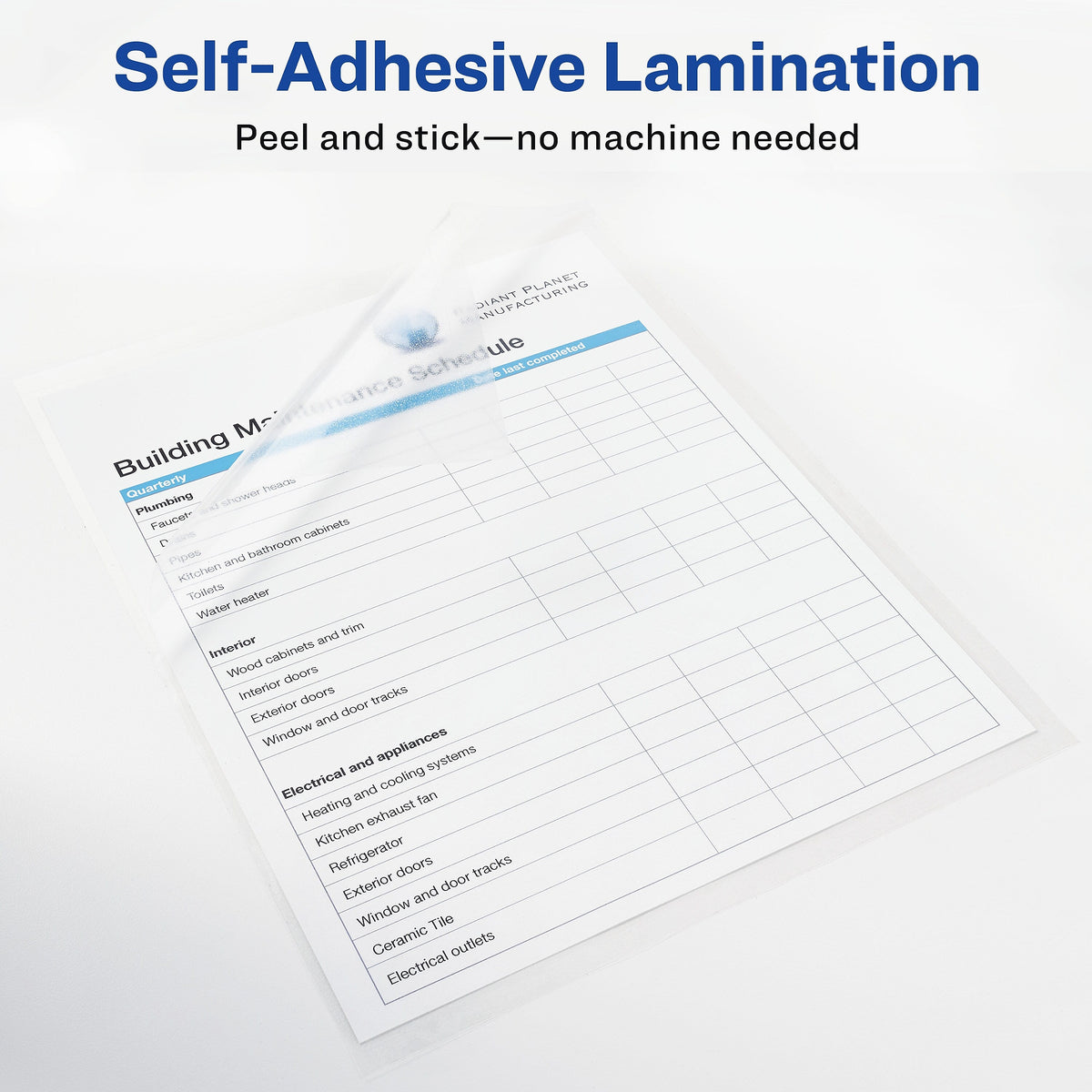 Avery Self-Adhesive Laminating Sheets, Letter Size, 9" x 12", 50/Box