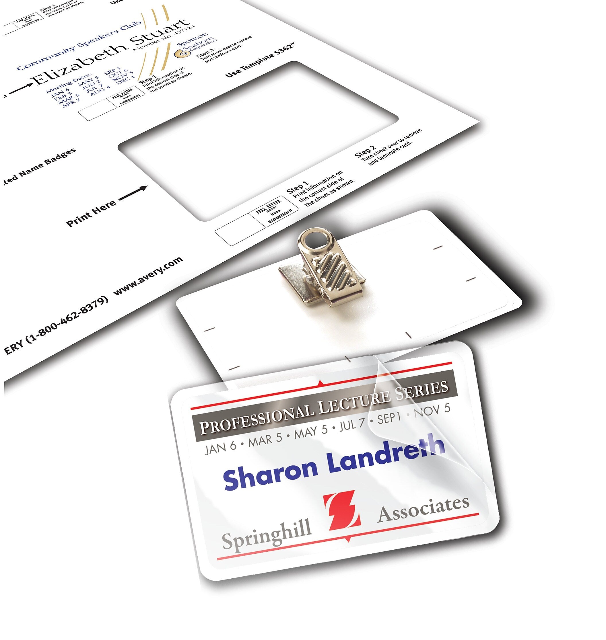 Avery Self-Laminating Clip Style Name Badges, 2 1/4