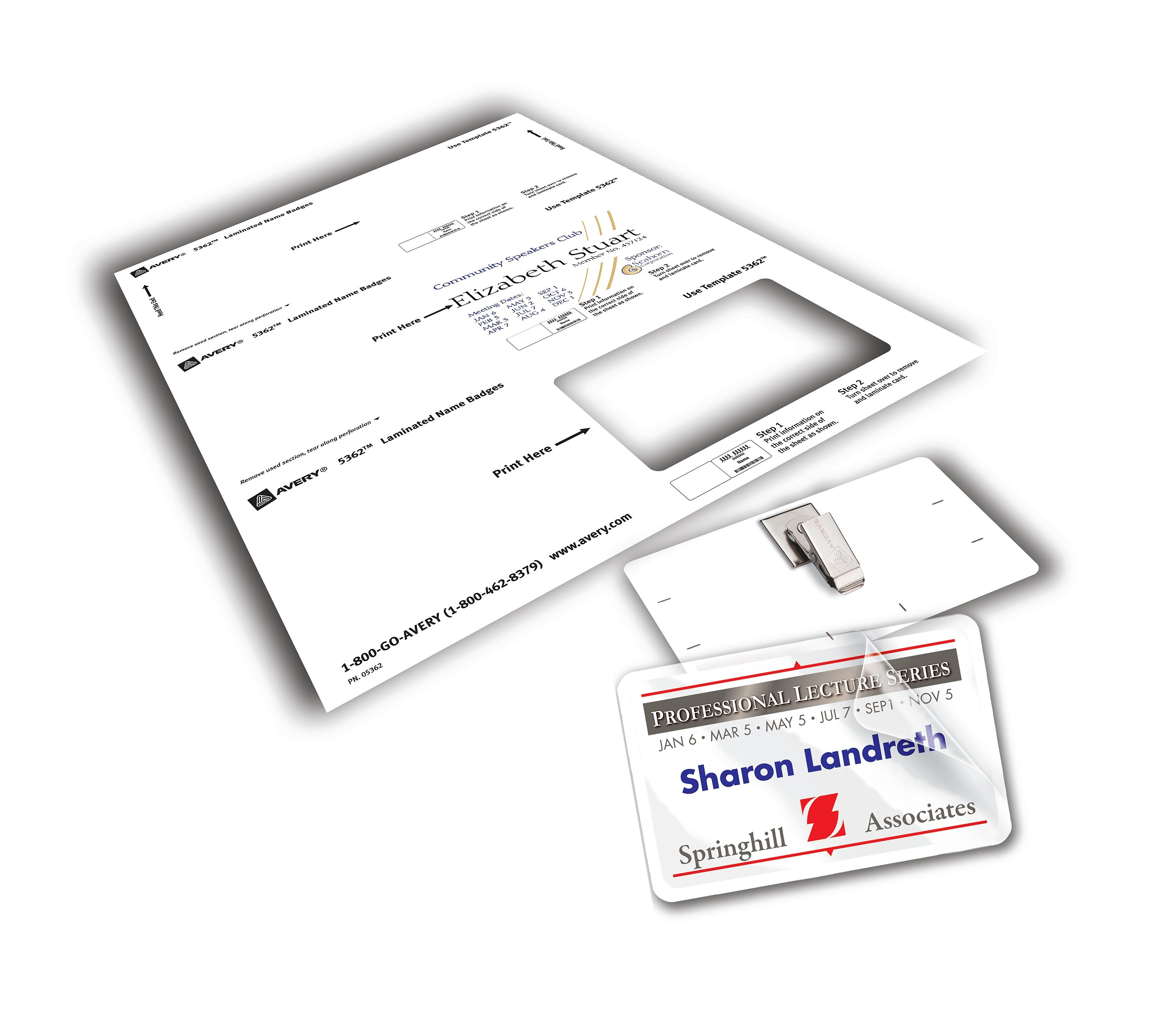 Avery Self-Laminating Clip Style Name Badges, 2 1/4