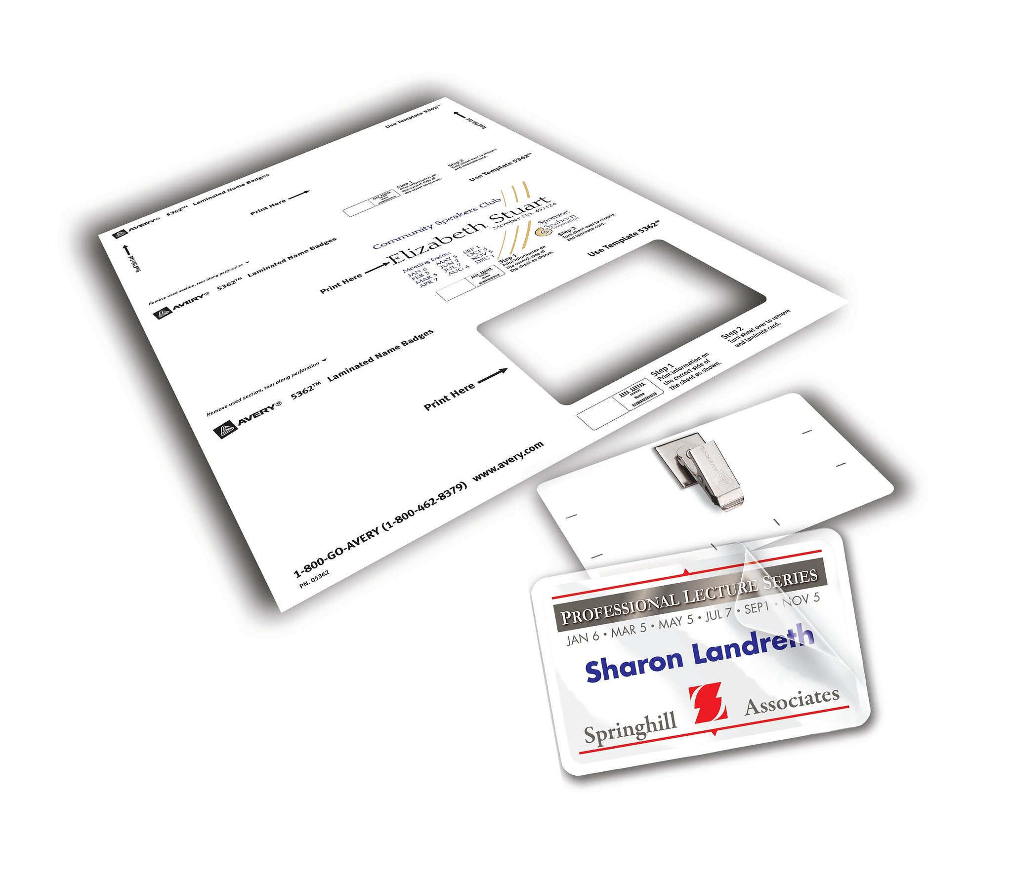Avery Self-Laminating Clip Style Name Badges, 2 1/4