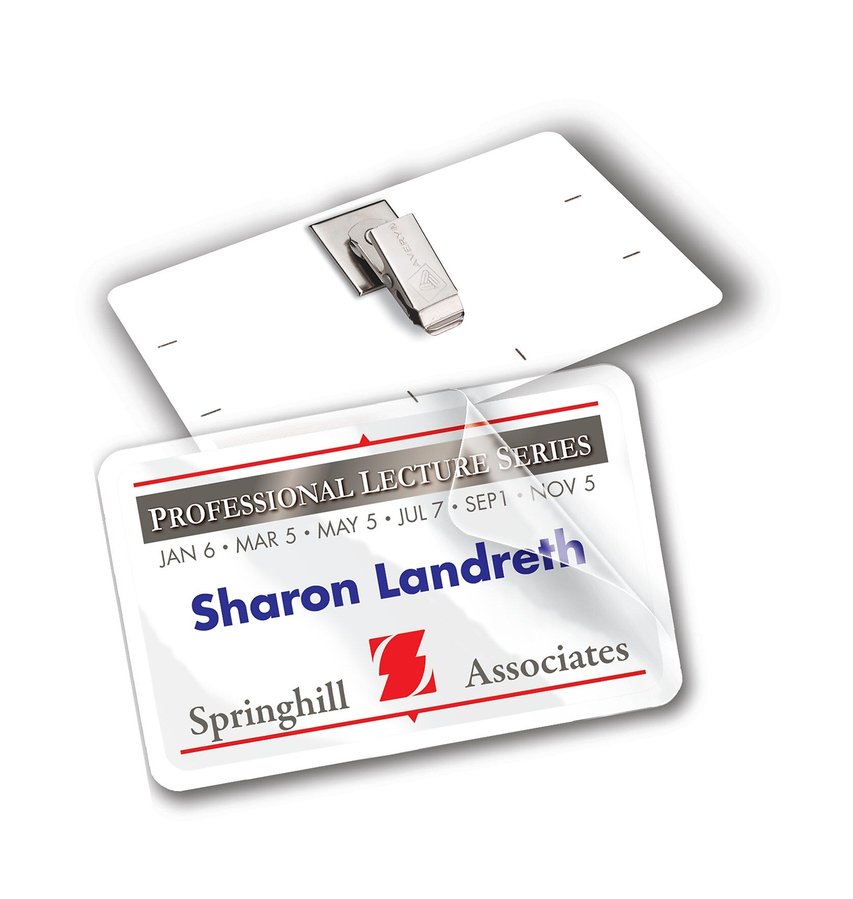 Avery Self-Laminating Clip Style Name Badges, 2 1/4