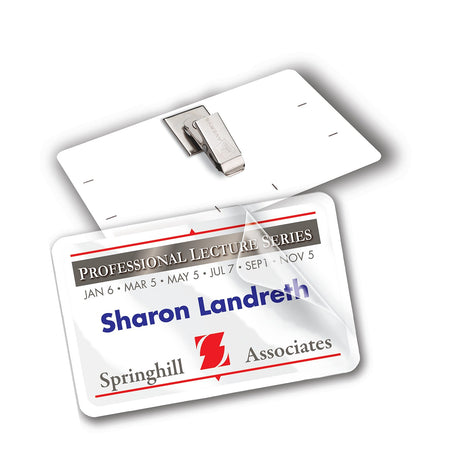 Avery Self-Laminating Clip Style Name Badges, 2 1/4" x 3 1/2", White, 30 Badges Per Box