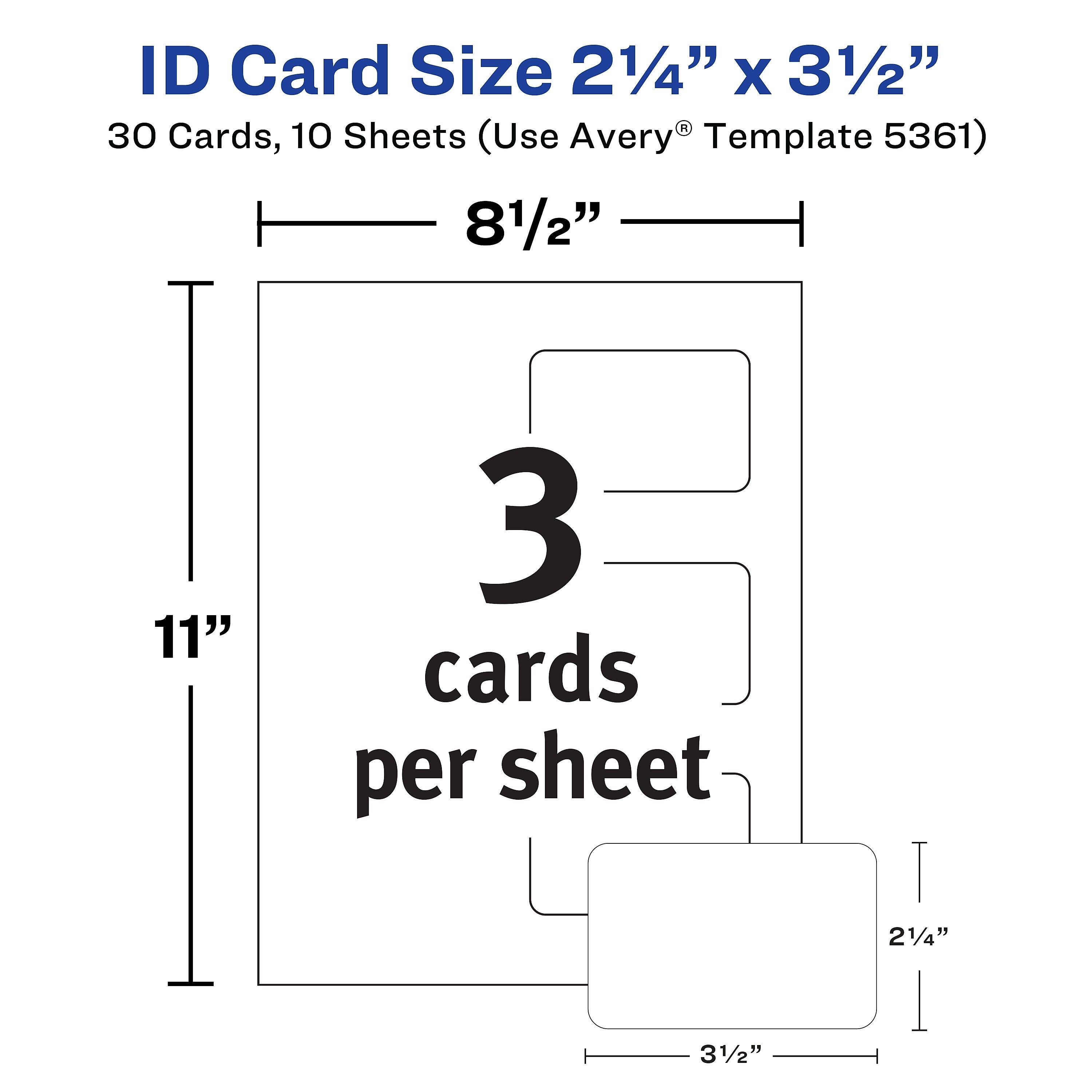 Avery Self-Laminating ID Cards, Matte White, 30/Pack