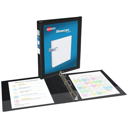 Avery Showcase 1" 3-Ring View Binders, Slant Ring, Black