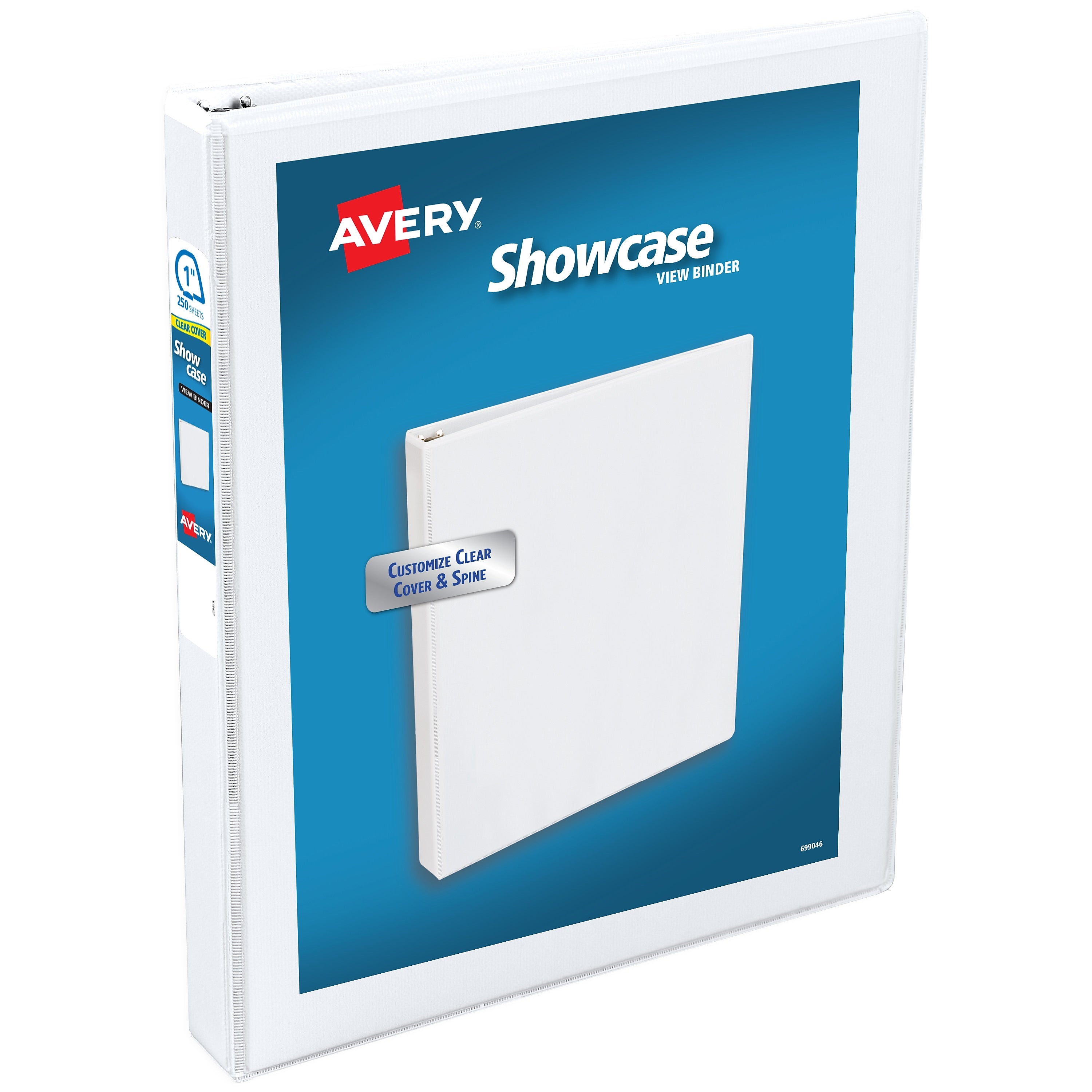 Avery Showcase 1" 3-Ring View Binders, Slant Ring, White