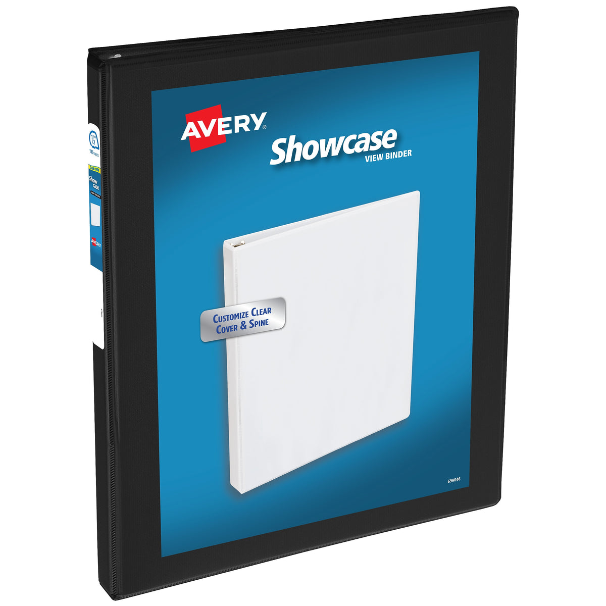 Avery Showcase 1/2" 3-Ring View Binders, Slant Ring, Black