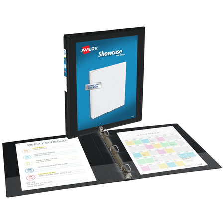 Avery Showcase 1/2" 3-Ring View Binders, Slant Ring, Black