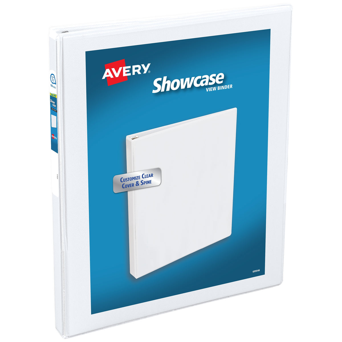 Avery Showcase 1/2" 3-Ring View Binders, Slant Ring, White