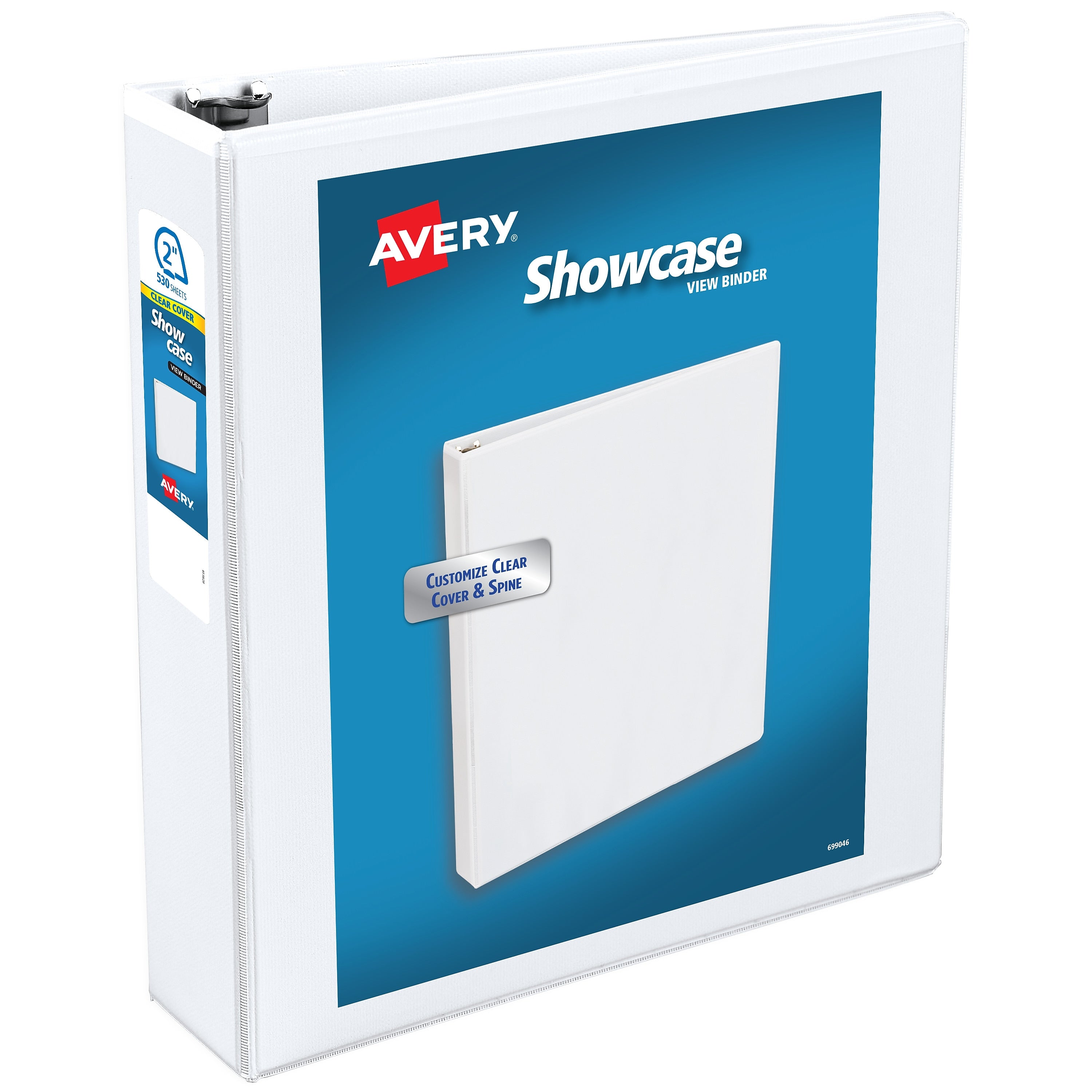 Avery Showcase 2" 3-Ring View Binders, Slant Ring, White