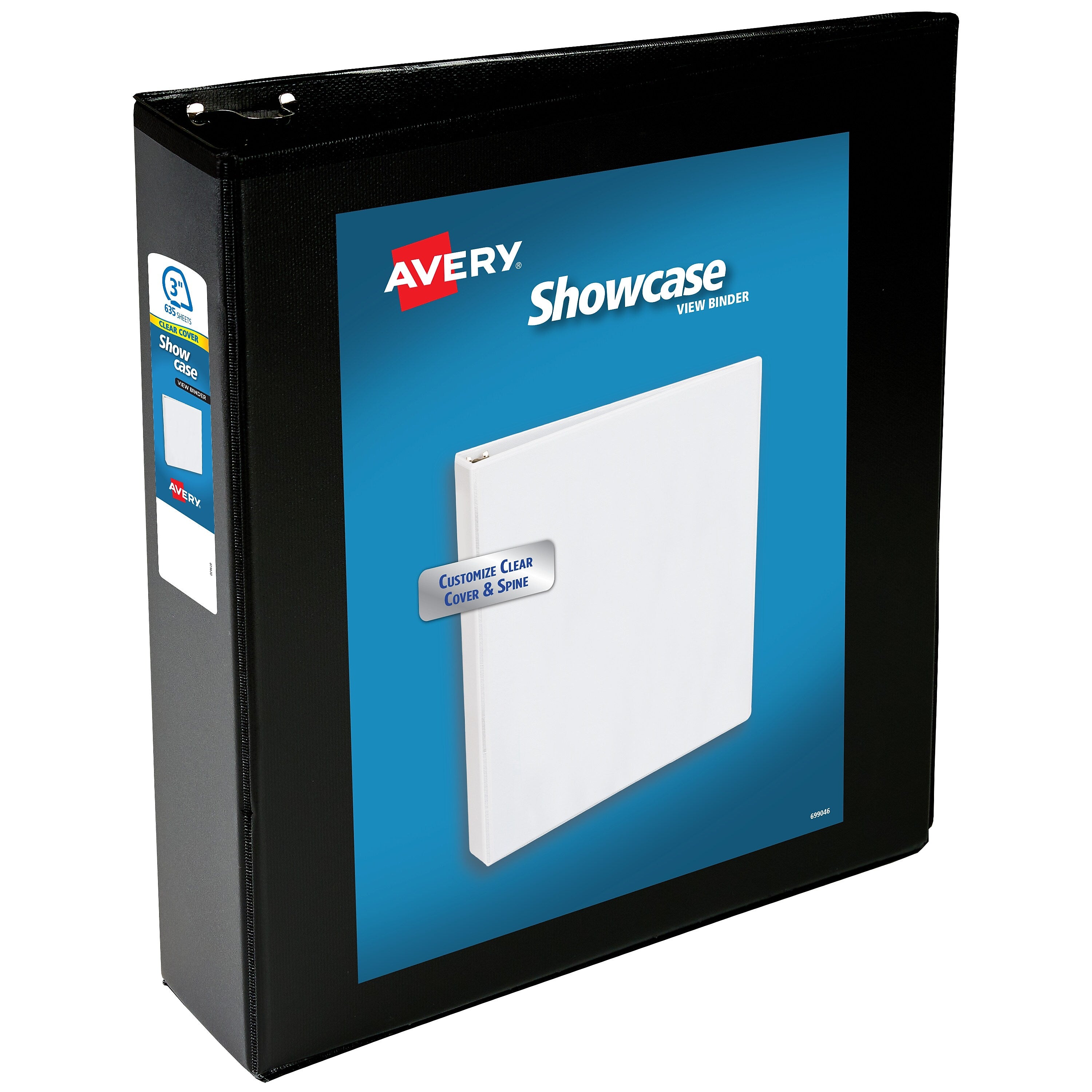 Avery Showcase 3" 3-Ring View Binders, Slant Ring, Black