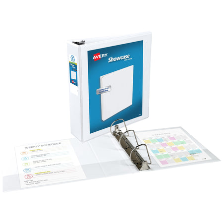 Avery Showcase 3" 3-Ring View Binders, Slant Ring, White