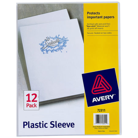 Avery Sleeve Report Covers, Letter, Clear, 12/Pack