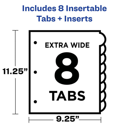 Avery Style Edge Insertable Plastic Dividers with Pocket, 8 Tabs, Multicolor