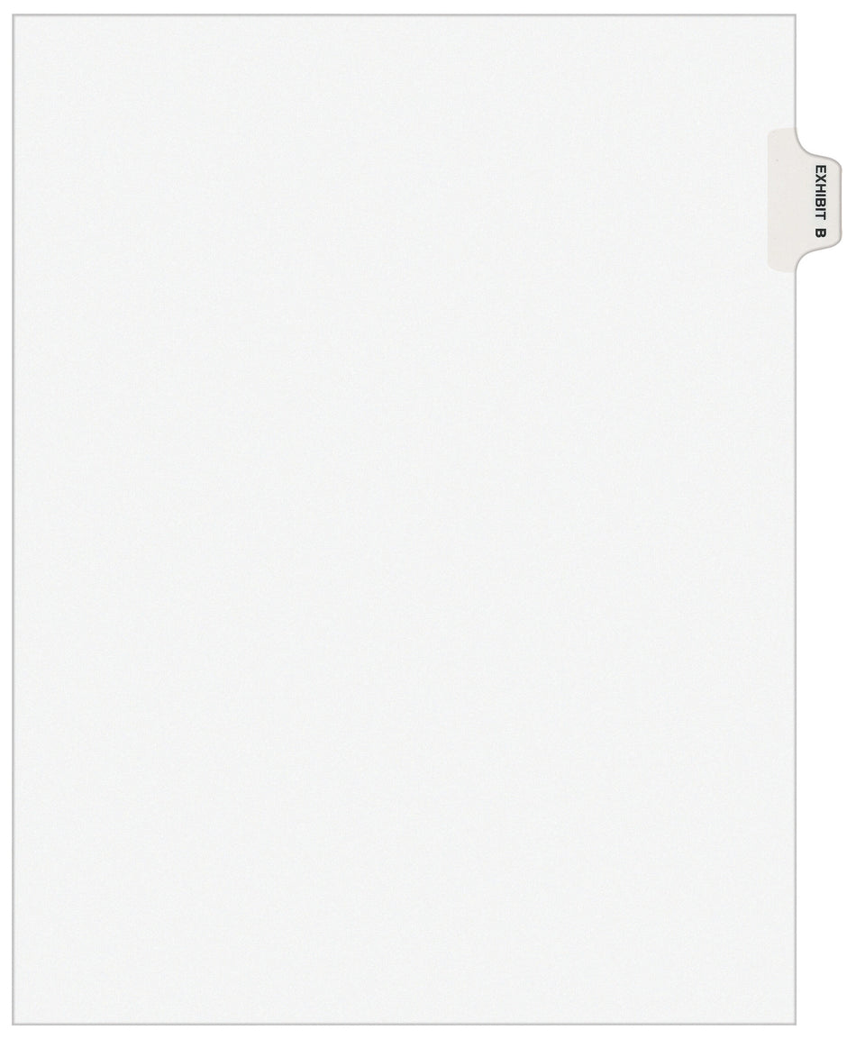 Avery Style Exhibit File Guide, Exhibit B, Letter Size, White, 25/Pack