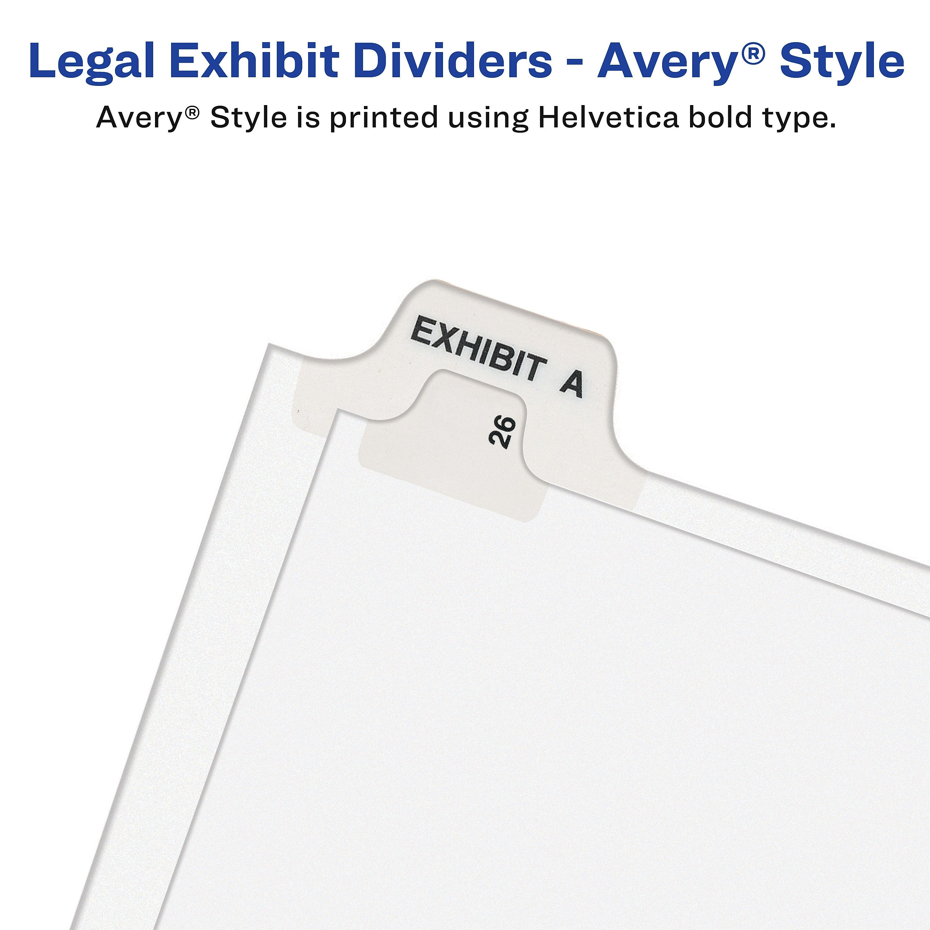 Avery Style Exhibit File Guide, Exhibit B, Letter Size, White, 25/Pack