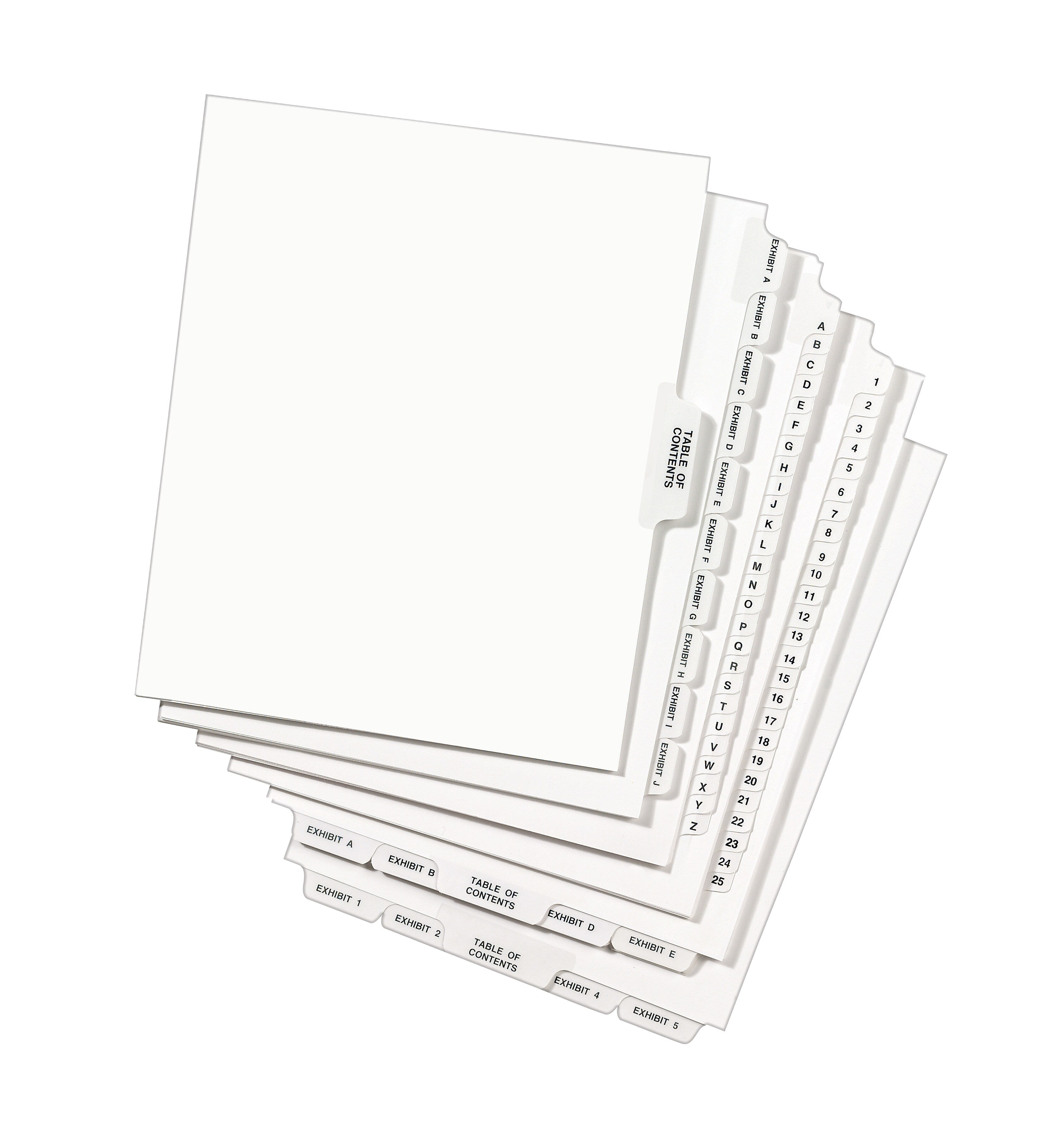 Avery Style Exhibit File Guide, Exhibit B, Letter Size, White, 25/Pack