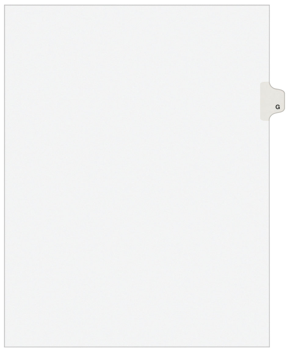 Avery Style Individual Legal Divider, Tab G, 8.5" x 11", White, 25/Set