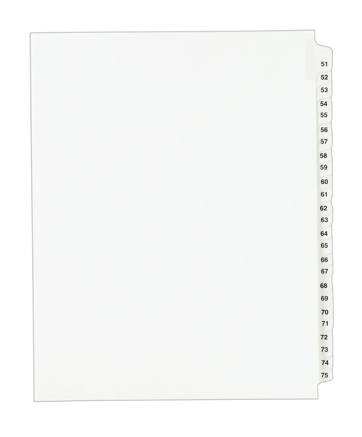 Avery Style Numeric 51-75 Paper Dividers, 25 Tabs, White