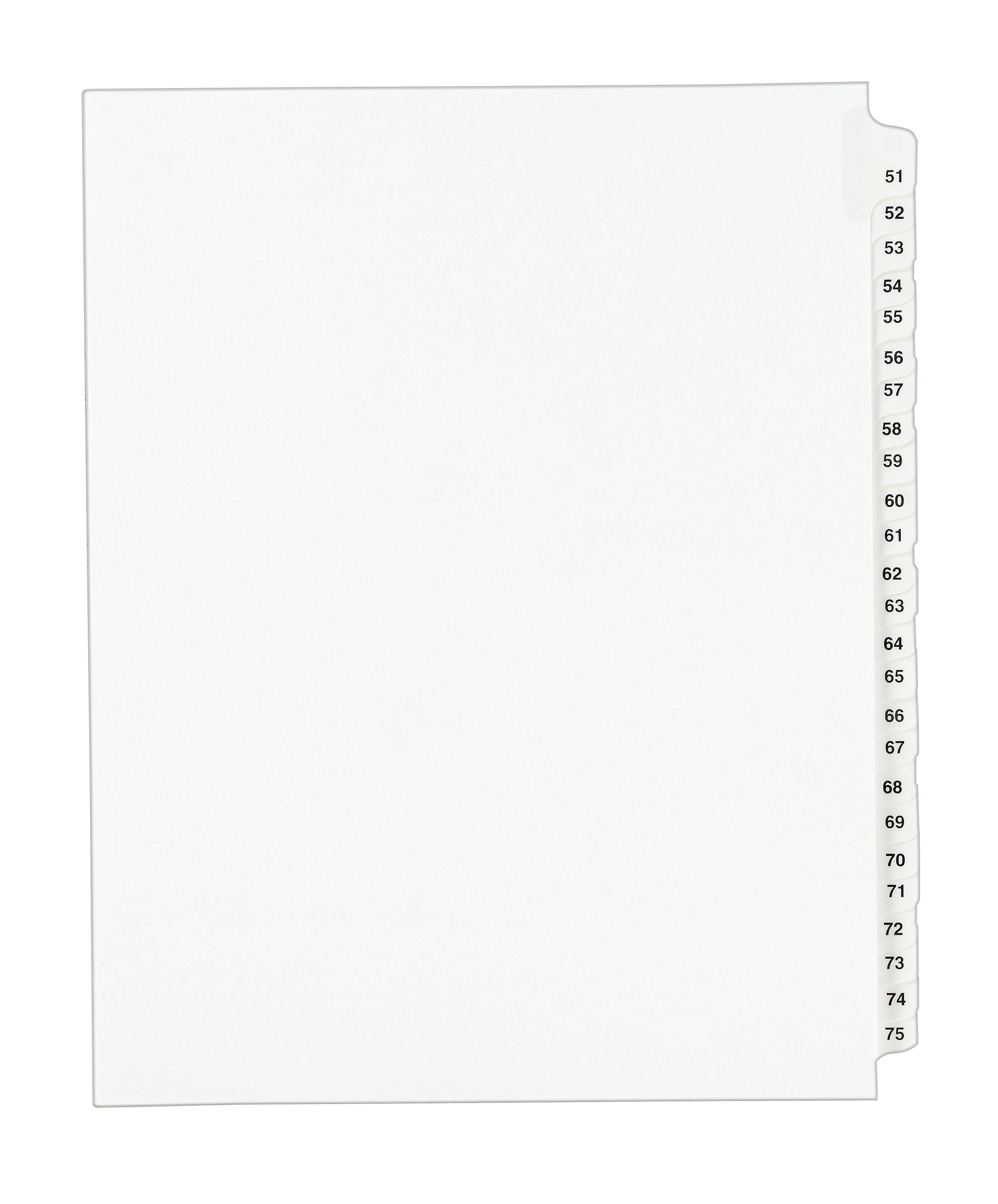 Avery Style Numeric 51-75 Paper Dividers, 25 Tabs, White