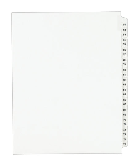 Avery Style Numeric 51-75 Paper Dividers, 25 Tabs, White