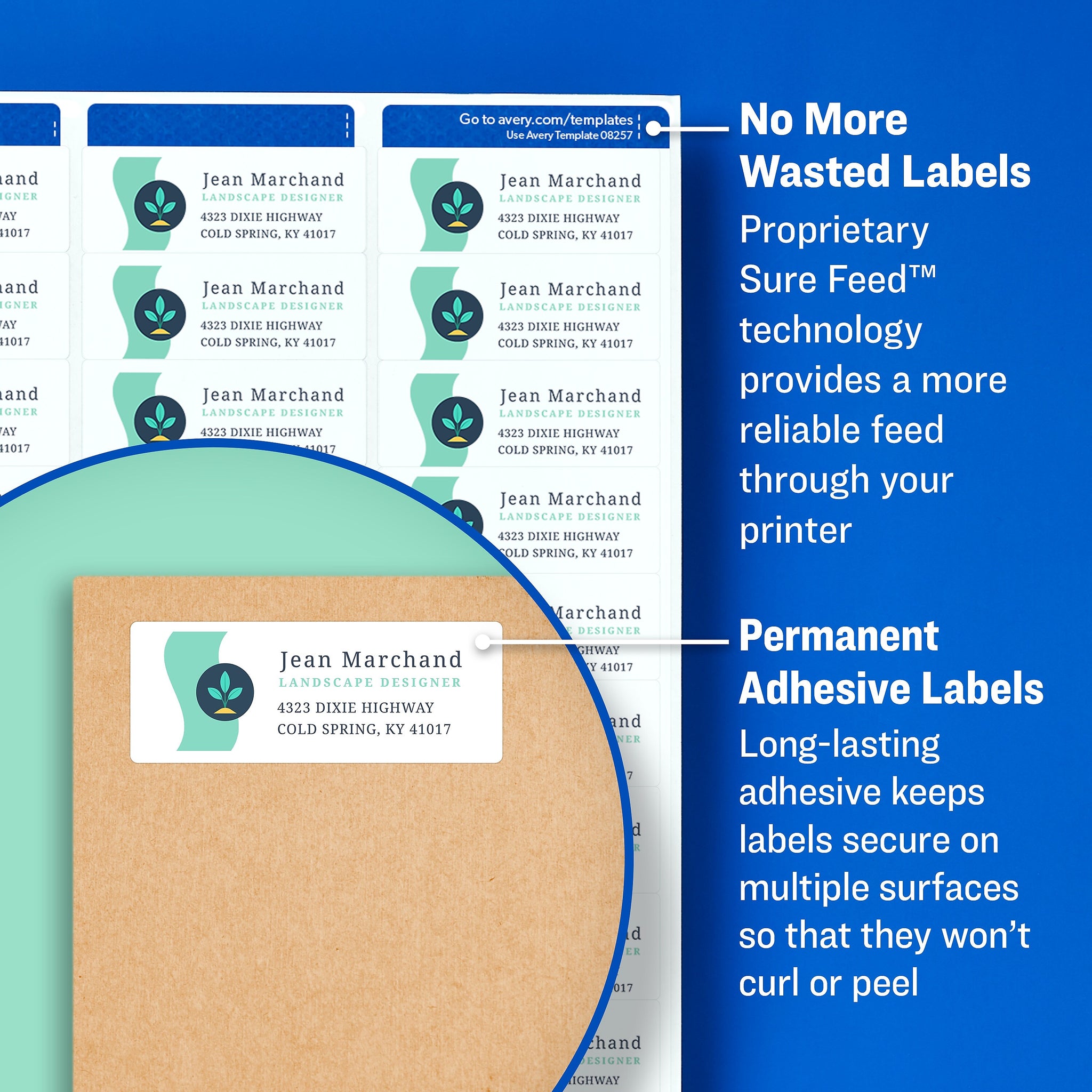 Avery Sure Feed Inkjet Return Address Labels, 3/4