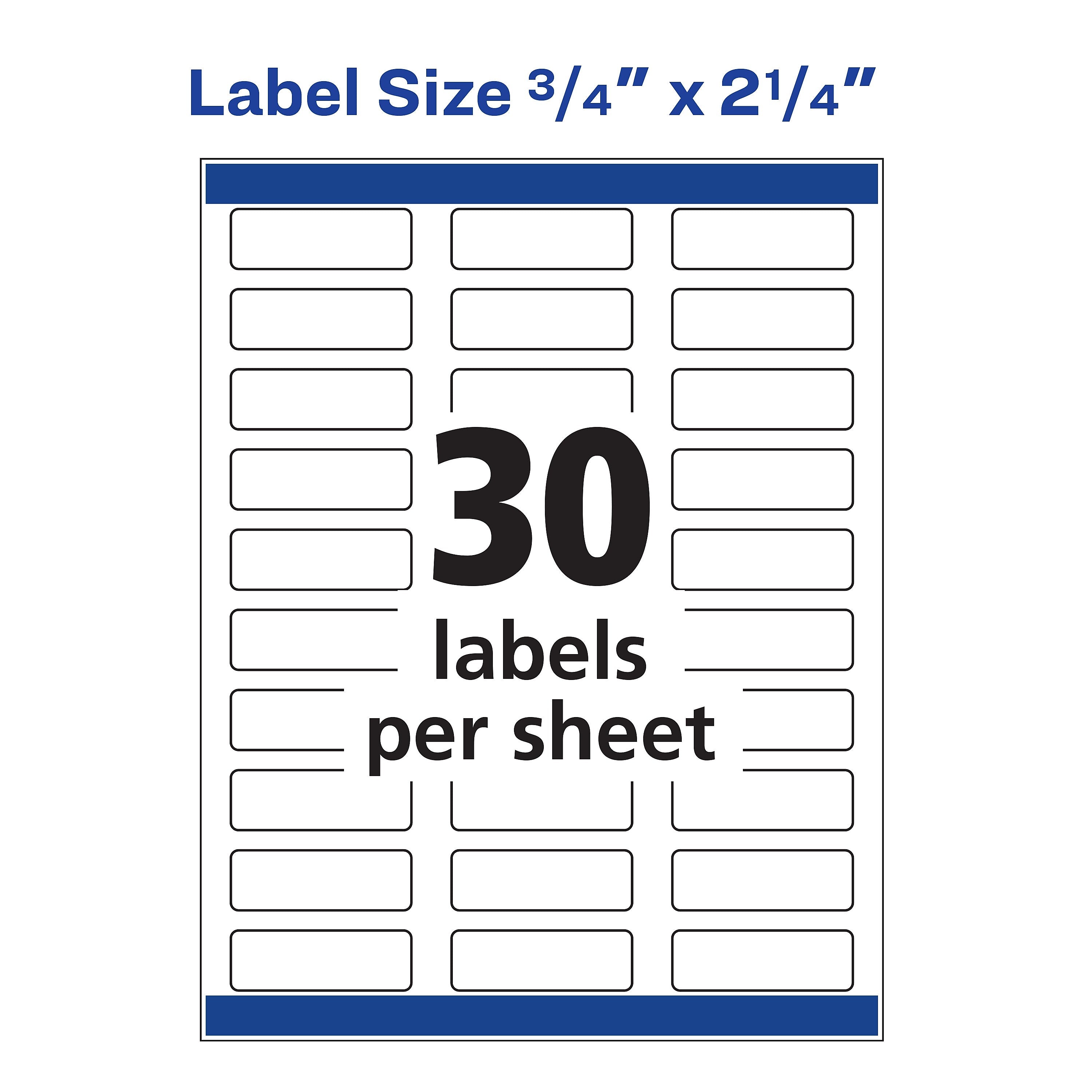 Avery Sure Feed Inkjet Return Address Labels, 3/4" x 2-1/4", 30 Labels/Sheet, 20 Sheets/Pack