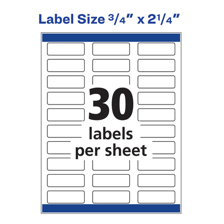 Avery Sure Feed Inkjet Return Address Labels, 3/4" x 2-1/4", 30 Labels/Sheet, 20 Sheets/Pack