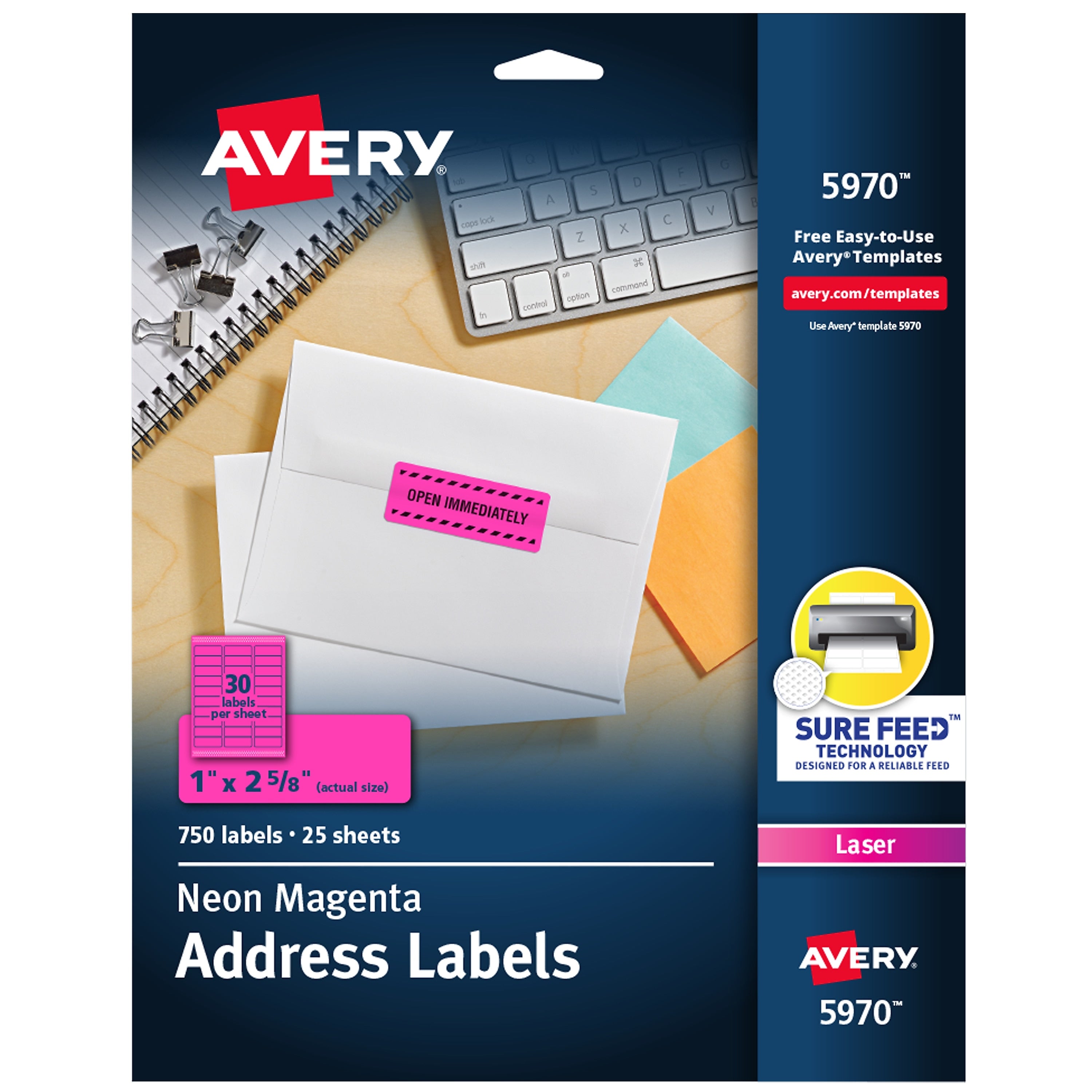 Avery Sure Feed Laser Address Labels, 1