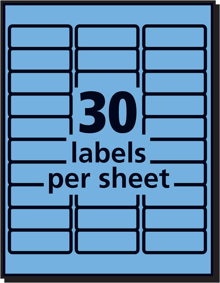 Avery Sure Feed Laser Address Labels, 1" x 2 5/8", Pastel Blue, 30 Labels/Sheet, 25 Sheets/Pack