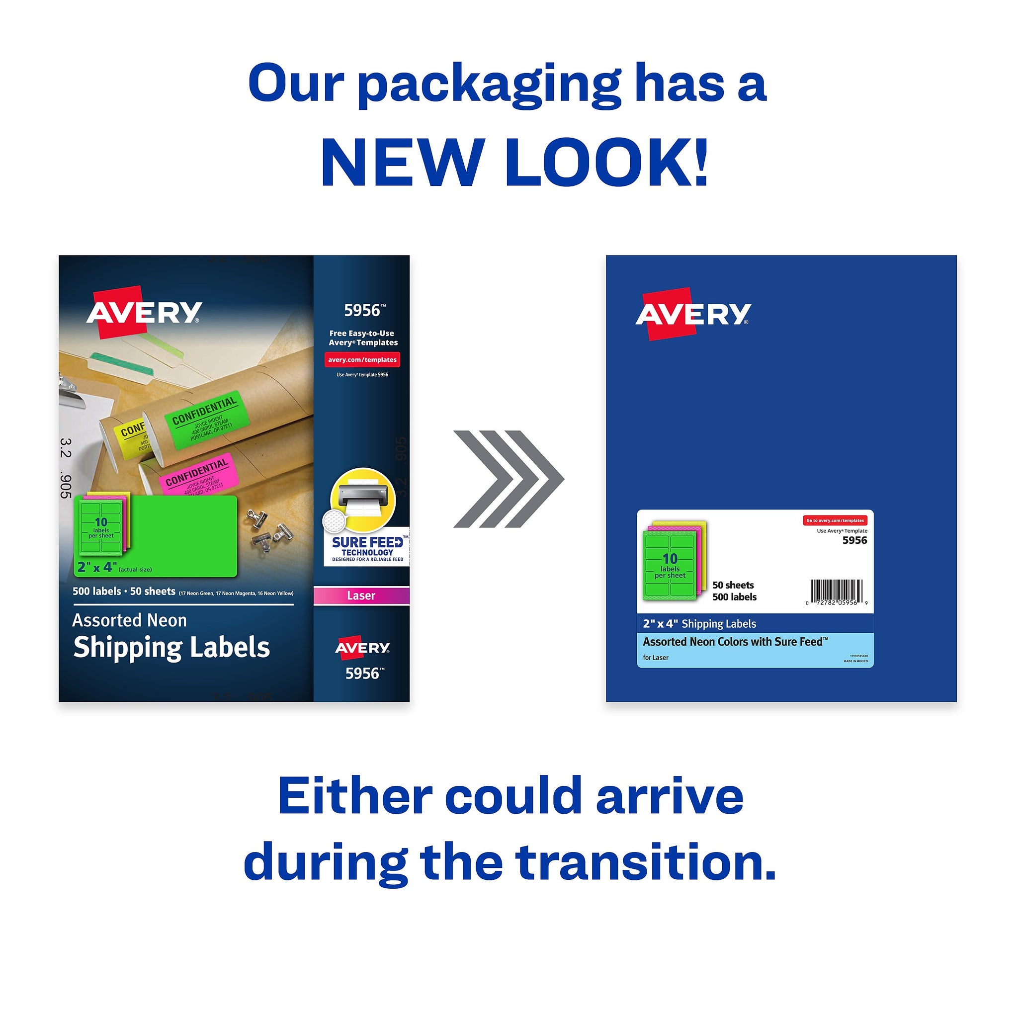 Avery Sure Feed Laser Shipping Labels, 2