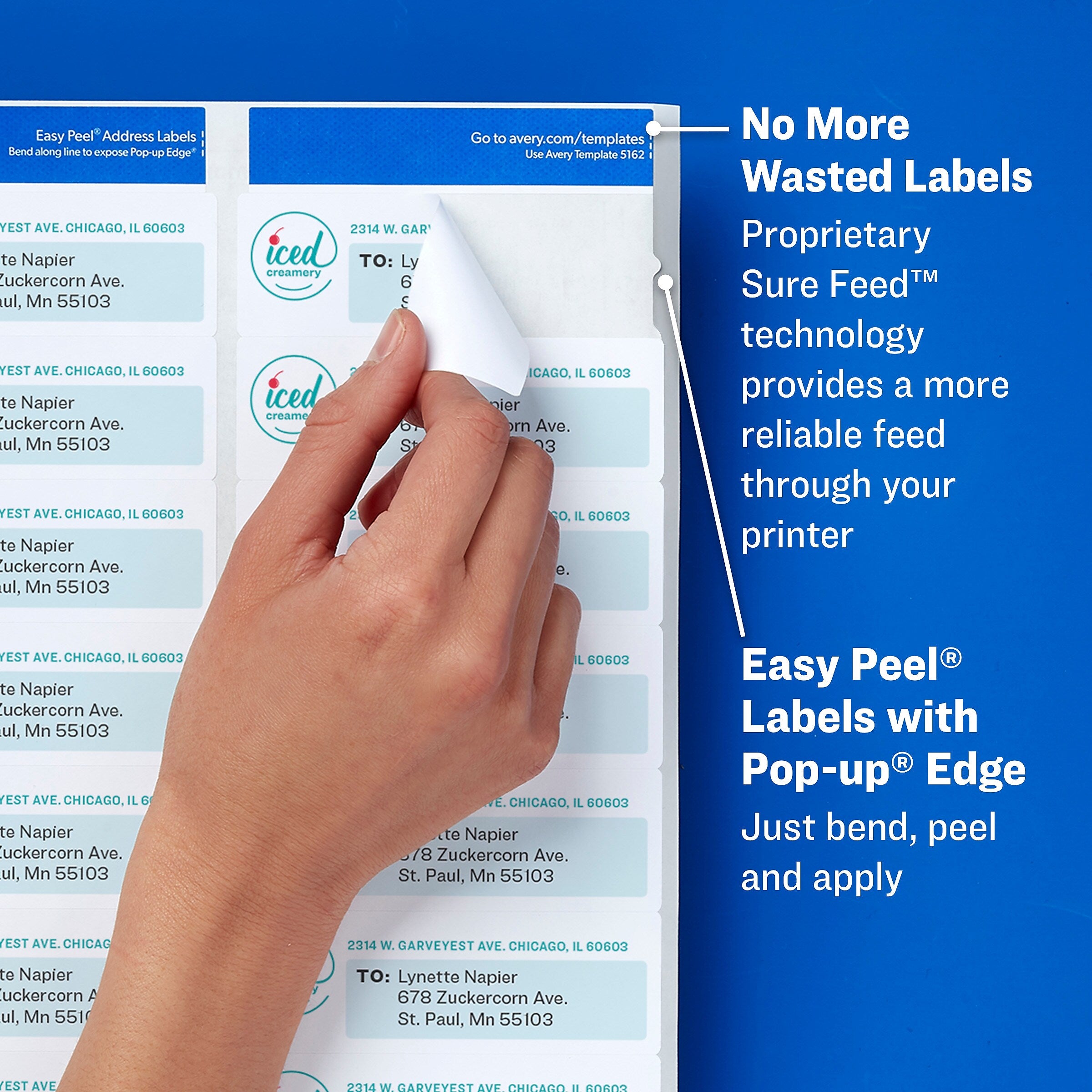 Avery Sure Feed Laser/Inkjet Shipping Labels, 2" x 4", Glossy Clear, 10 Labels/Sheet, 50 Sheets/Box, 100 Labels/Box