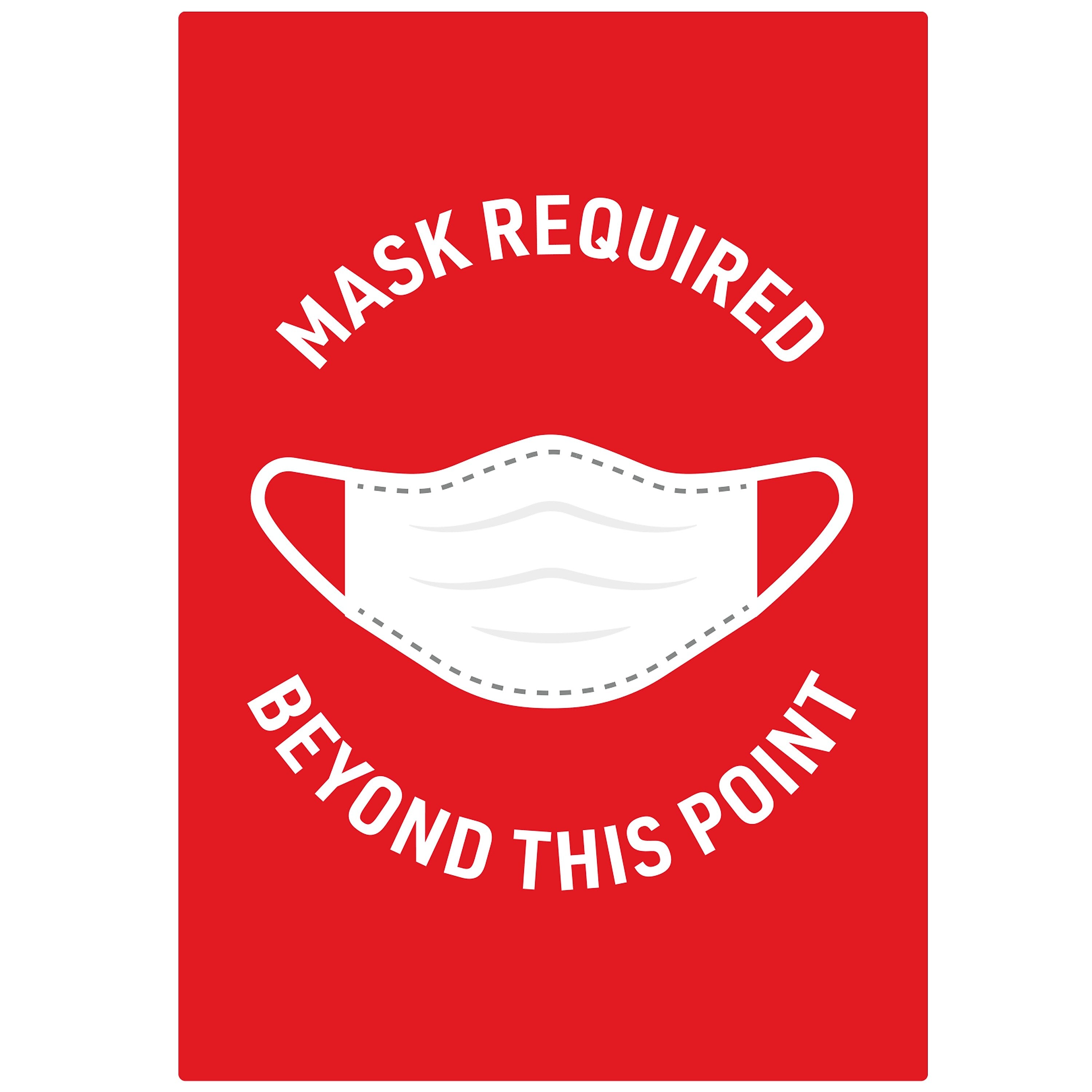 Avery Surface Safe "Mask Required Beyond This Point" Preprinted Wall Decals, 7" x 10", Red/White, 5 Pack