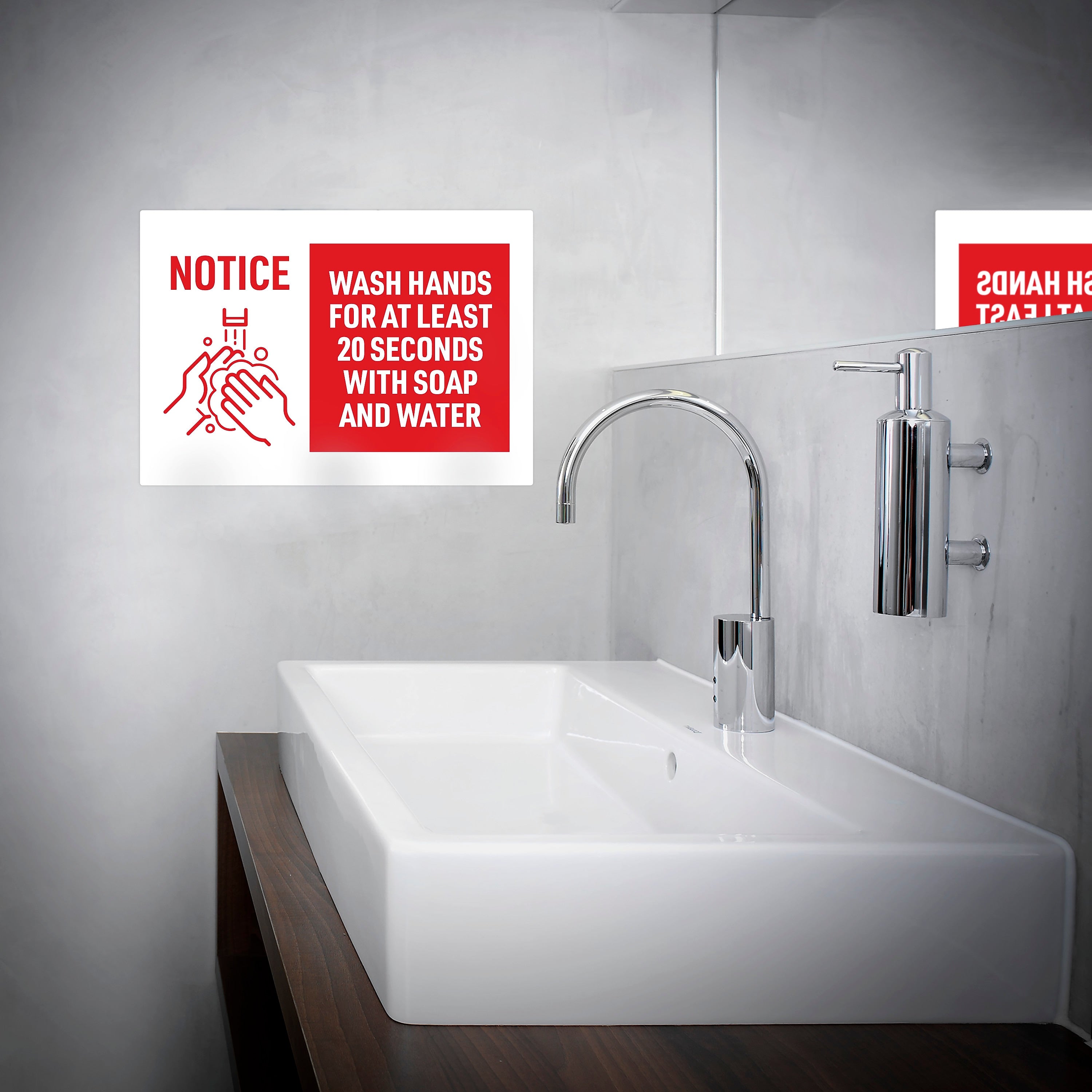 Avery Surface Safe "Wash Hands" Preprinted Wall Decals, 7" x 10", White/Red, 5/Pack