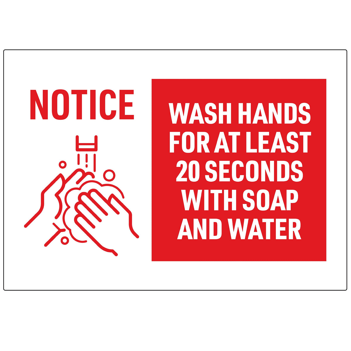 Avery Surface Safe "Wash Hands" Preprinted Wall Decals, 7" x 10", White/Red, 5/Pack