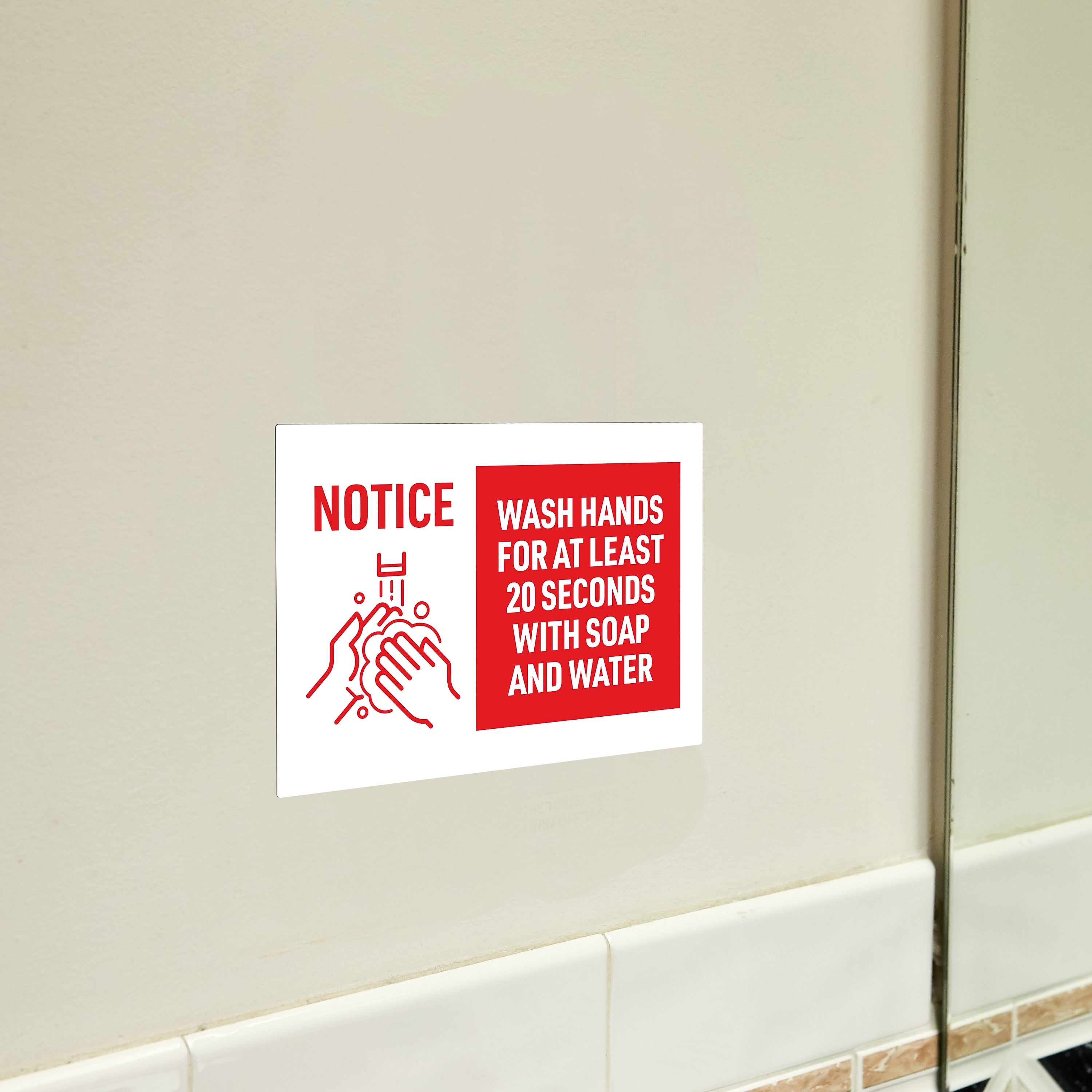 Avery Surface Safe "Wash Hands" Preprinted Wall Decals, 7" x 10", White/Red, 5/Pack